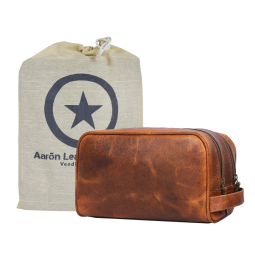 Necessaire Masculina de Couro, AARON LEATHER GOODS VENDIMIA ESTILO, Marrom