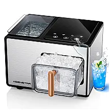 Máquina de Gelo com Capacidade para 12 kg em 24H, Função Autolimpeza, Colher e Cesta de Gelo, 110V 350W, KEENSTAR, Branca