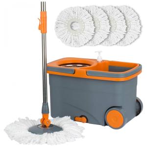 Mop Giratório de Microfibra com Balde de Centrifugação e 4 Refis Extras Casabella