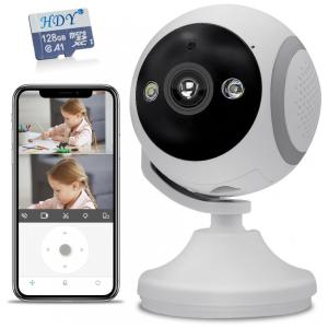 Câmera de Segurança Interna com Ângulo Amplo, Áudio Bidirecional, Visão Noturna, HDY, Branca