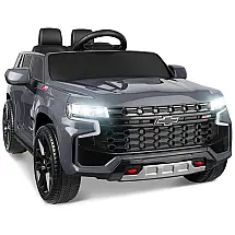 Carro Elétrico Infantil a Bateria com Controle Remoto, Luzes LED, Música Bluetooth, Buzina e 3 Velocidades, 12V, ENYOPRO, Cinza