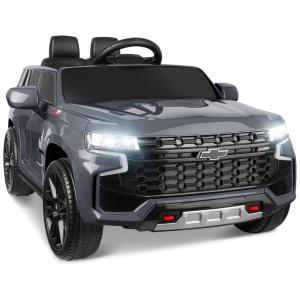 Carro Elétrico Infantil a Bateria com Controle Remoto, Luzes LED, Música Bluetooth, Buzina e 3 Velocidades, 12V, ENYOPRO, Cinza