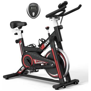 Bicicleta Ergométrica com Suporte para Tablet e Banco Ajustável, VIGBODY, Preto