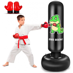 SHZYGQ Saco de Pancadas Inflável Infantil 165 cm com Luvas - Kit Karatê, Taekwondo, MMA Dino