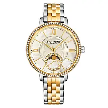 Relgio Stuhrling S38 de 36mm em Branco, Prata e Ouro