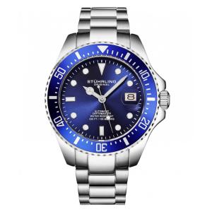 Relógio Automático Japonês Stuhrling Depthmaster 42mm Azul, Resistência à Água e Design Sofisticado