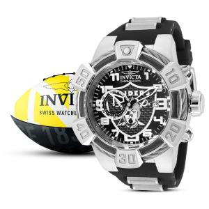 Relógio Masculino NFL Las Vegas Raiders, Invicta 35783, Preto e Branco