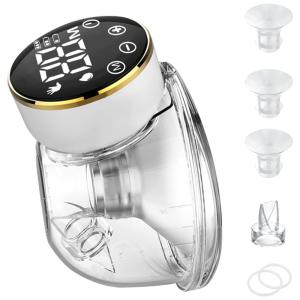 Bomba Tira Leite Única Elétrica Portátil e Recarregável com 3 Modos e 9 Níveis de Sucção, e Dourada, TIANY QY 102, Preto