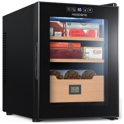 Umidor para Charutos Elétrico 33L com Controle de Temperatura, Higrômetro e Iluminação LED, 110V, NEEDONE NO-33B, Preto