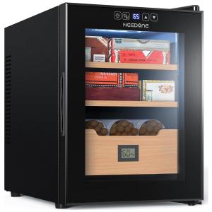 Umidor para Charutos Elétrico 33L com Controle de Temperatura, Higrômetro e Iluminação LED, 110V, NEEDONE NO-33B, Preto