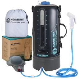 AQUATREK Chuveiro Portátil 12L com Bomba a Pressão e Mangueira para Acampamento, RIVER AND RIDGE, Preto