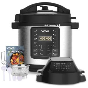 VQVG Panela de Pressão Elétrica 6L Multifuncional, Aço Inoxidável, com Livro de Receitas, 1500W, 110V