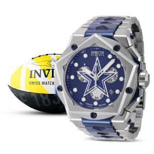 Relgio masculino reserva NFL Dallas Cowboys Swiss Ronda Z60 calibre - 54 mm. Ao. Azul Escuro 44493