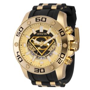 Relógio Masculino Analógico de Quartzo 50mm, Invicta DC Comics Superman 43593, Preto e Dourado
