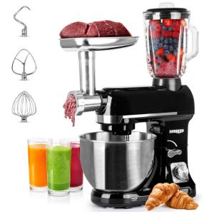 Batedeira Elétrica de Bancada 5 Litros 6 Velocidades em Aço Inoxidável, 110V 500W, Shiinobi, Preta