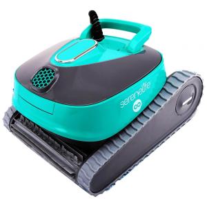 Robô Limpador Automático de Piscina SereneLife Preto, Escovas Duplas, Filtragem Avançada, Escalada em Paredes, Capacidade até 15 m, 150W