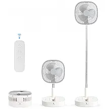 Ventilador de Piso Portátil sem Fio Bateria Recarregável de 7200mAh, Controle Remoto e Temporizador, Magesh, Cinza