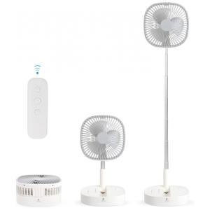 Ventilador de Piso Portátil sem Fio Bateria Recarregável de 7200mAh, Controle Remoto e Temporizador, Magesh, Cinza