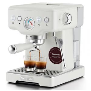 Máquina de Café Expresso 15 Bar com Bocal de Leite e Tanque de Água Removível de 1,8L, 110V 1450W, Neretva, Branca