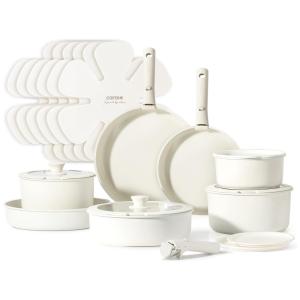 Jogo de Panelas e Frigideiras Antiaderentes, Material em Granito com 21 Peças, Utensílios de Cozinha e Cabo Removível, CAROTE A07994