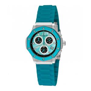 Relógio de pulso feminino Cosmo Girl 180R com cronógrafo, mostrador azul e pulseira de silicone.