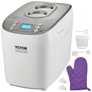 Panificadora 15 em 1 com Panela Antiaderente de Cerâmica, 3 Tamanhos de Pão, 3 Cores de Crosta e Capacidade de 1,36kg, VEVOR, Branca