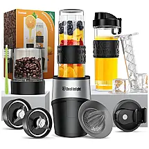Liquidificador Pessoal Portátil 600mL para Vitaminas com Caneca Esportiva e Moedor, 500W, COOL KNIGHT, Prata