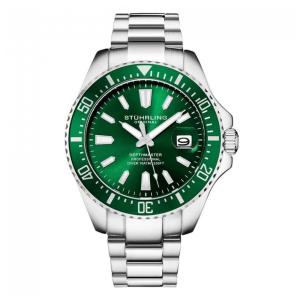 Relógio Masculino Stuhrling 3950A Quartzo 42mm, Prata e Verde