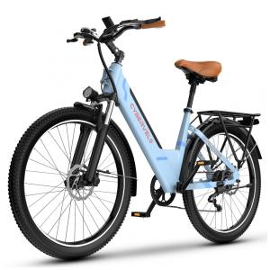 Bicicleta Elétrica Aoango EK2 Langse Azul D 26" | Motor Brushless 1000W Pico, Bateria 48V 720Wh, 7 Velocidades, Suspensão Ajustável