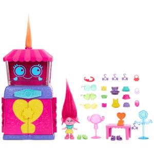 Playset Trolls Fun Fair com Boneca Queen Poppy e 25 Acessórios, Mattel