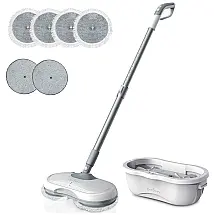 Esfregão Mop Elétrico sem Fio à Bateria com 6 Acessórios Extras, 110v, ONTSEEV, Branco