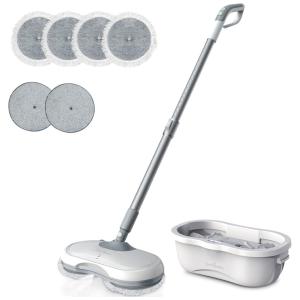 Esfregão Mop Elétrico sem Fio à Bateria com 6 Acessórios Extras, 110v, ONTSEEV, Branco