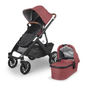 Carrinho de Bebê com Sistema Conversível Simples para Duplo ou Berço Moisés, UPPAbaby Vista V2, Vermelho