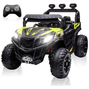 ANPABO Carro, Carrinho Elétrico 2 Assentos 12V, com Luzes de LED e Controle Remoto