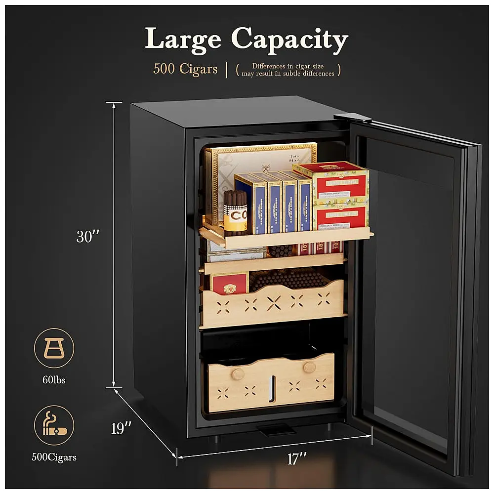 Humidor Elétrico Mirfee Preto 65L Controle Temperatura Umidade 500 Charutos 110V — foto 2