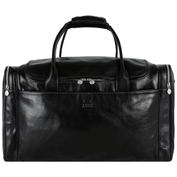 Bolsa de Viagem Masculina Clássica de Couro, TIME RESISTANCE, Preto