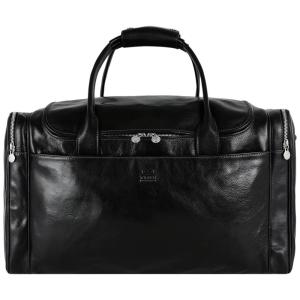 Bolsa de Viagem Masculina Clássica de Couro, TIME RESISTANCE, Preto
