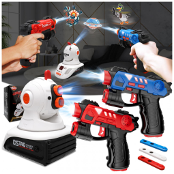 Conjunto de Pistola de Brinquedo com Laser Tag, 2 Pistolas e Projetor para Crianças de 4 a 12 Anos, VATOS BB8973T, Vermelho e Azul