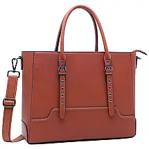 EaseGave Bolsa, Pasta de Couro Ecológico para Laptop Feminina, Marrom