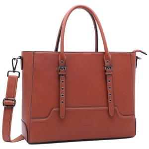 EaseGave Bolsa, Pasta de Couro Ecológico para Laptop Feminina, Marrom