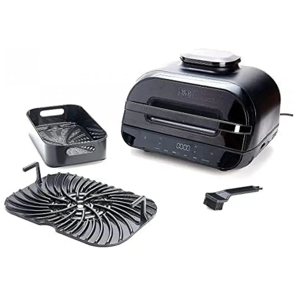 Churrasqueira Grill Elétrica 6 em 1 com Controle de Temperatura e Painel de LED, 110V 1500W, Ninja FG551, Preta