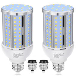 Lâmpada LED Corn 60W (2 un),6900LM, 5000K,fanless, base E26/E39,ideal para garagem, galpão, fábrica, oficina e área externa,XYCN.