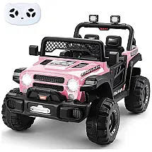 Carro Elétrico Infantil Sopbost a Bateria 12V, 4x4, 1 Assento com 2 Velocidades, Rosa