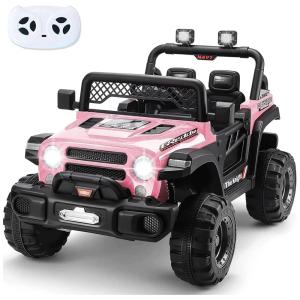 Carro Elétrico Infantil Sopbost a Bateria 12V, 4x4, 1 Assento com 2 Velocidades, Rosa