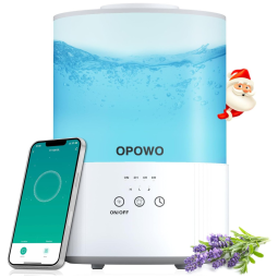 Umidificador 2,5L com Controle Remoto por APP, Autonomia de 38H, Modo de Espera, Luzes Noturnas e Temporizador para Ambientes até 27m2
