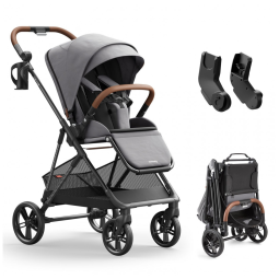 Carrinho de Bebê MAMAZING Air Lux Cinder - Estrutura Fibra de Carbono, Dobrável com Uma Mão, Assento Reversível, Adaptador para Bebê