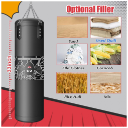 Saco de pancadas infantil YORWHIN 84cm pendurado preto em oxford e couro PU com luvas infantis 170g