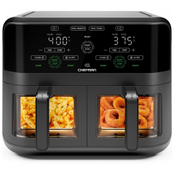 Fritadeira Elétrica Airfryer com 2 Cestos de 3L e Janela de Visualização, 110V 1700W, CHEFMAN, Preto e Cinza