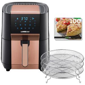 Fritadeira Elétrica AirFryer 2 em 1, 6.6L, 1700W, 110V, GOWISE USA GW22972, Preto