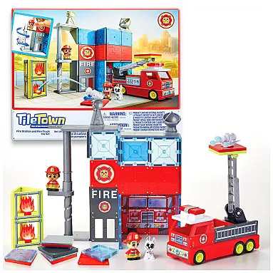 Playset Magnético Estação de Bombeiros